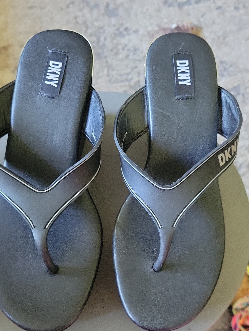 DKNY Black Slip-On Thong Sandals